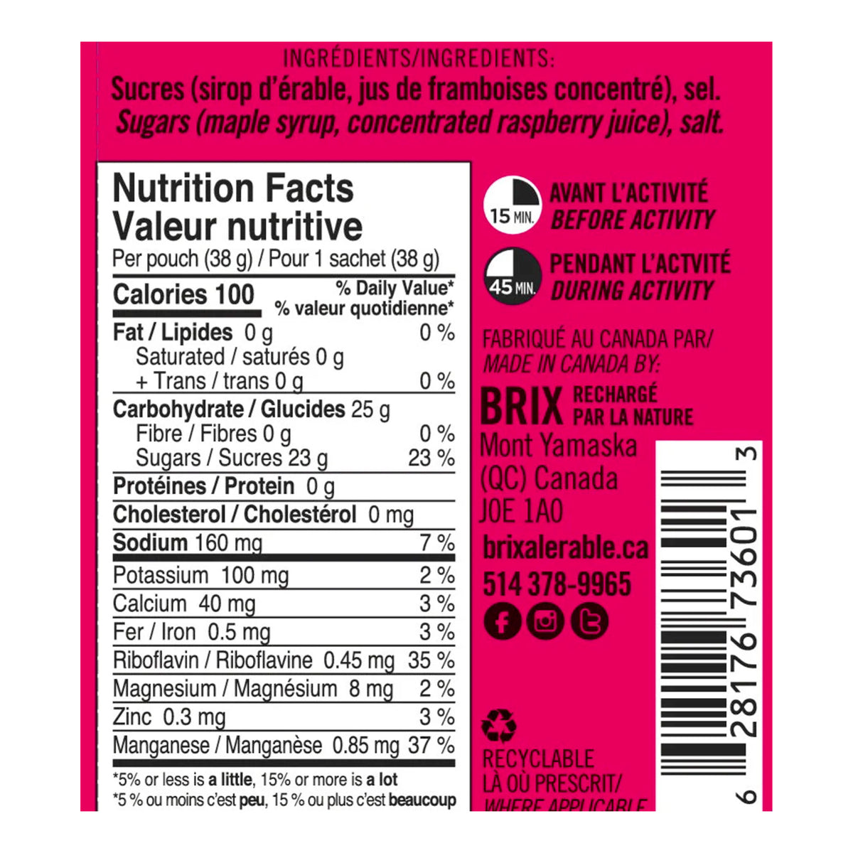 BRIX ÉRABLE & FRAMBOISE 38g