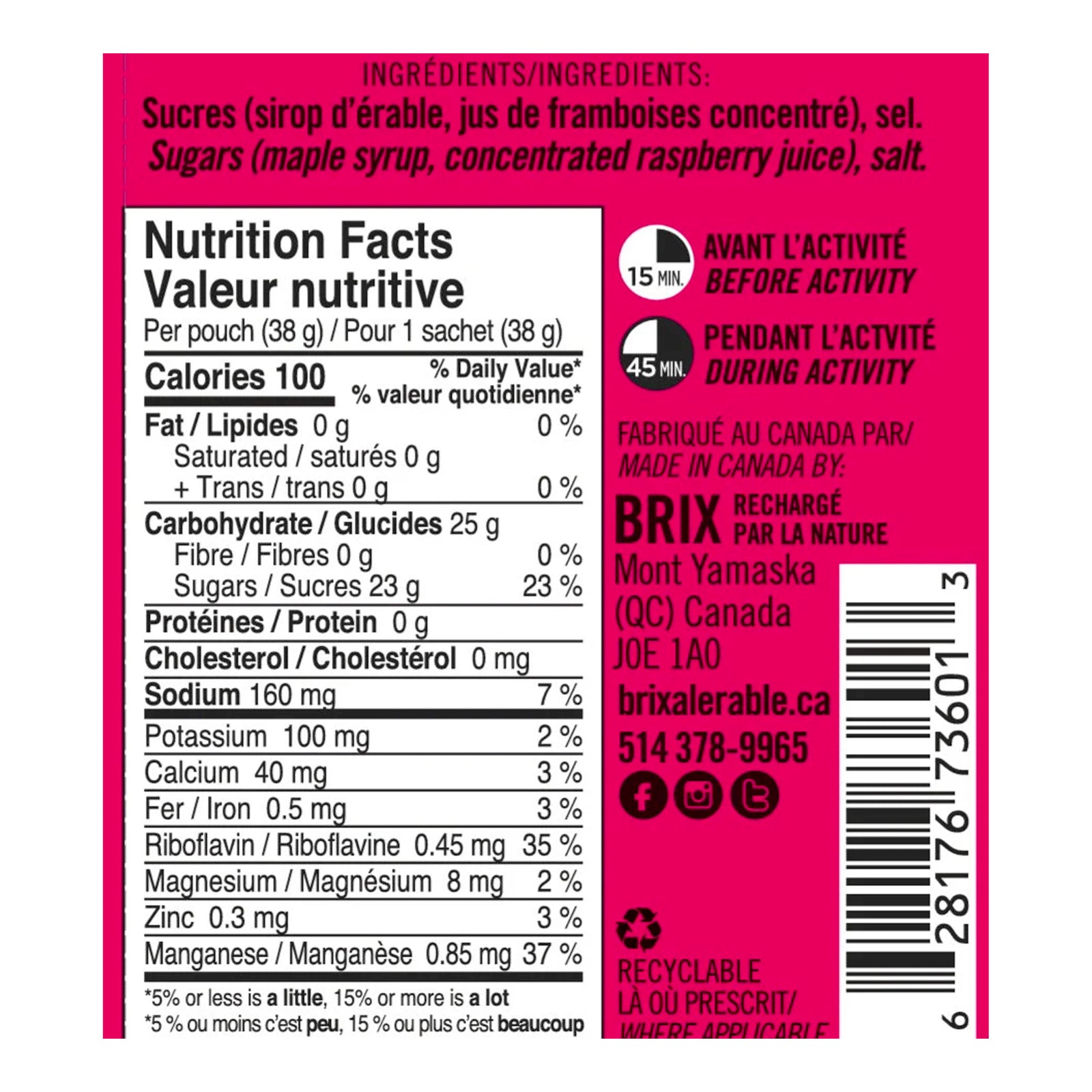 BRIX ÉRABLE & FRAMBOISE 38g