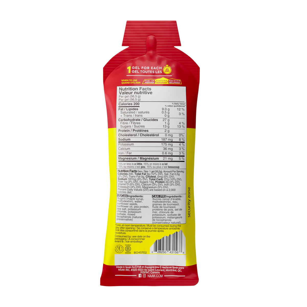 NAAK GEL ÉNERGETIQUE ÉRABLE SALÉ 56,5g